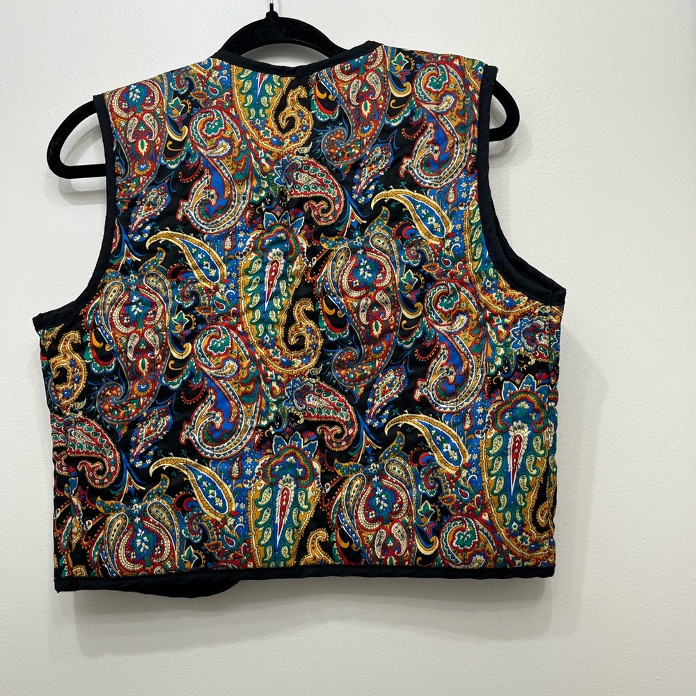 Vintage Blair Colorful Paisley Vest Sz S - Picture 2 of 3